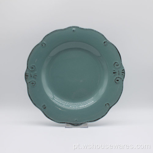 Venda por atacado novo design em relevo conjunto de louças de stoneware